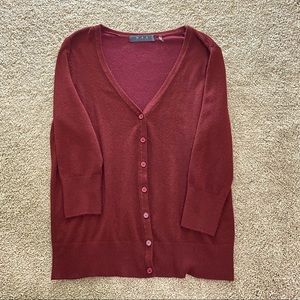 BURGUNDY LONG SLEEVE CARDIGAN